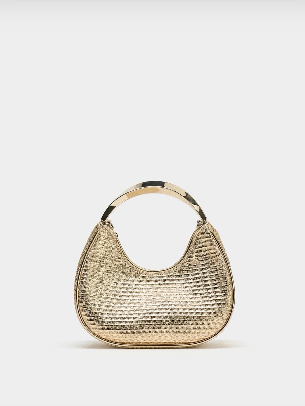 Zara Gold Metallic Crescent Handle Mini Bag
